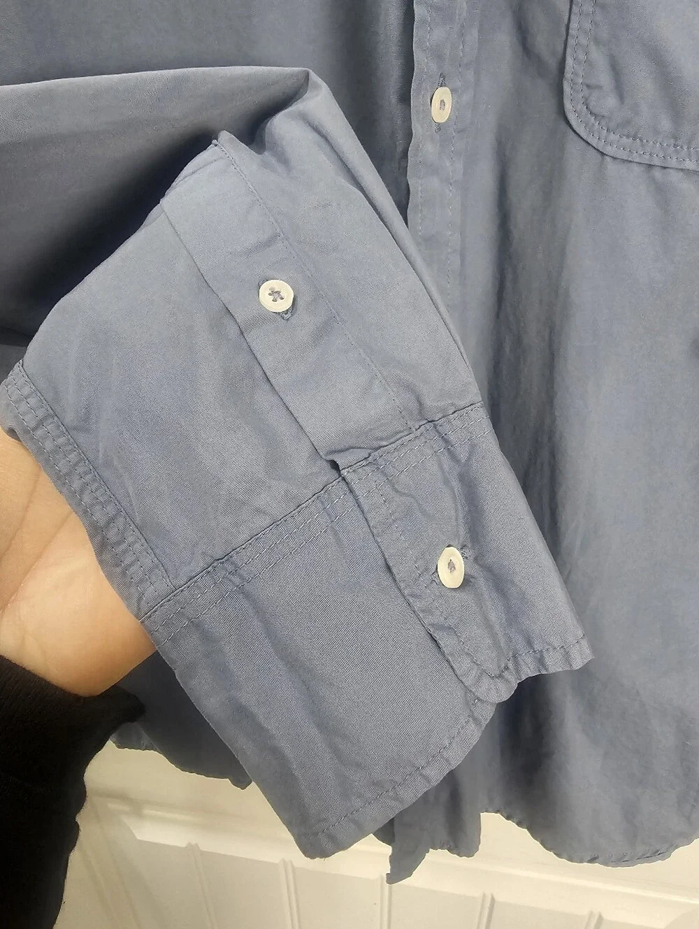 Save Khaki Blue Grey Mens Long Sleeve Button Down 100% Cotton Egypt Made Medium - Picture 2 of 6